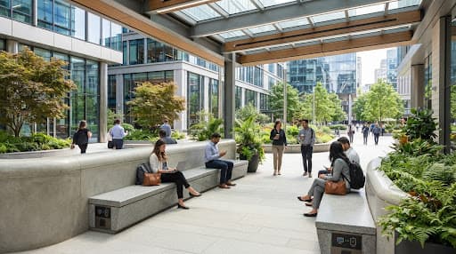 Public outdoor space with seating